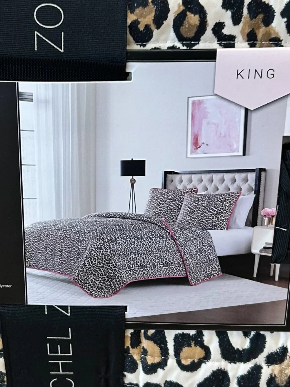 Rachel Zoe Animal Print King Brown, Black and Tan Quilt Set 106”x92”